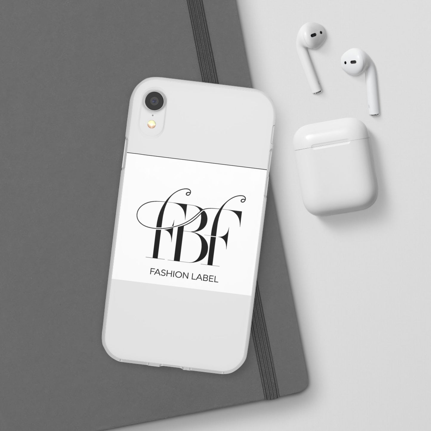 Chic Flexi Phone Case with Fashion Label Design