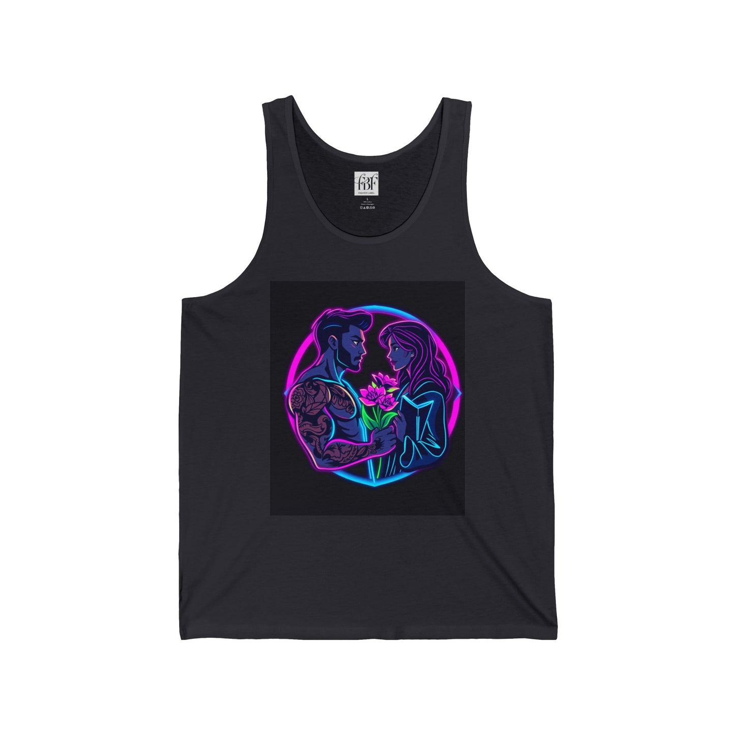 Couples Embrace Jersey Tank - Romantic Floral Design