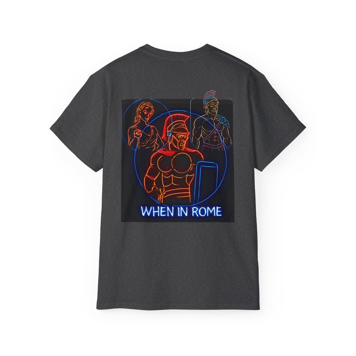 When in Rome Neon Graphic Tee - Roman Gladiator & Colosseum Vintage Style