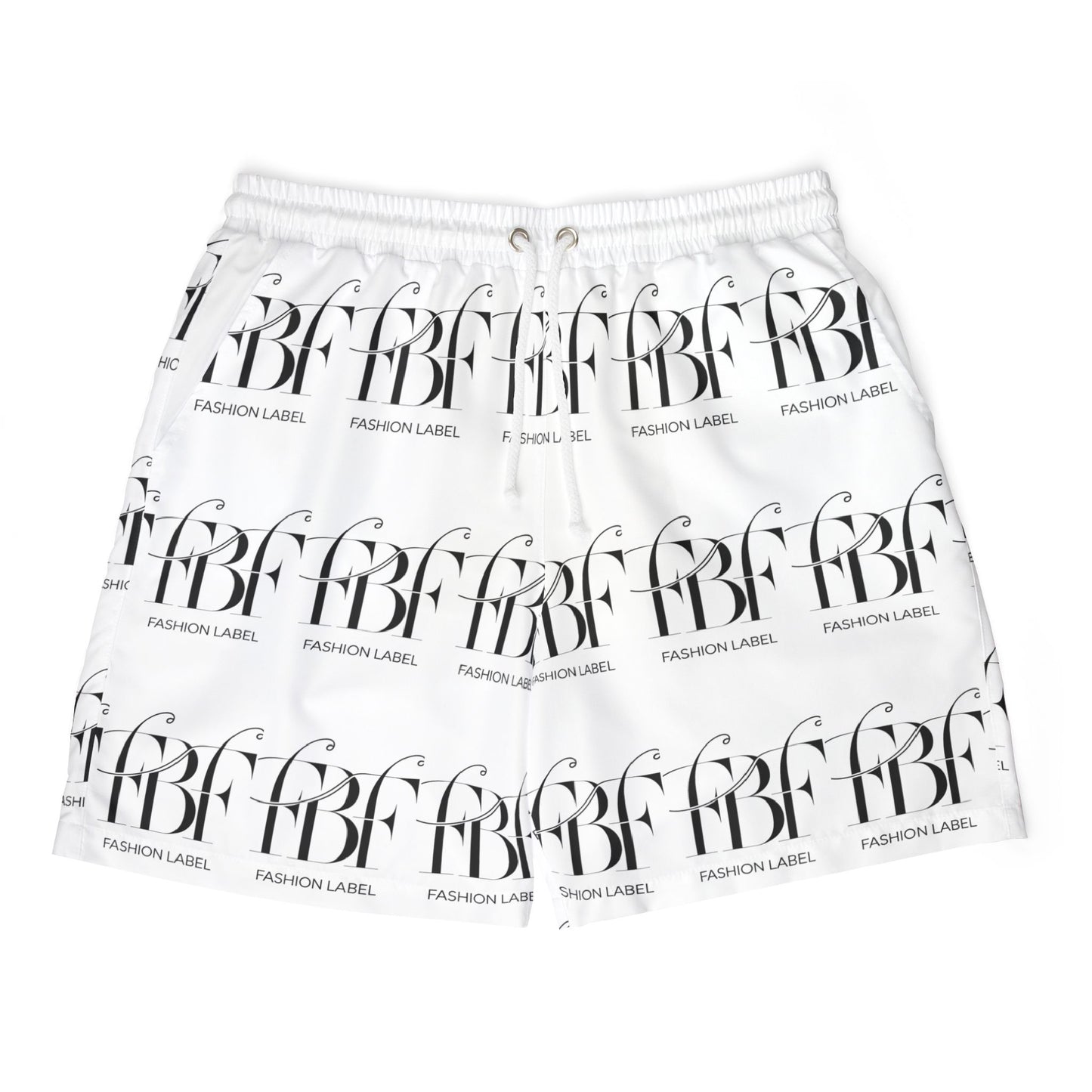 Trendy Unisex Swim Shorts - Fashion Label Print
