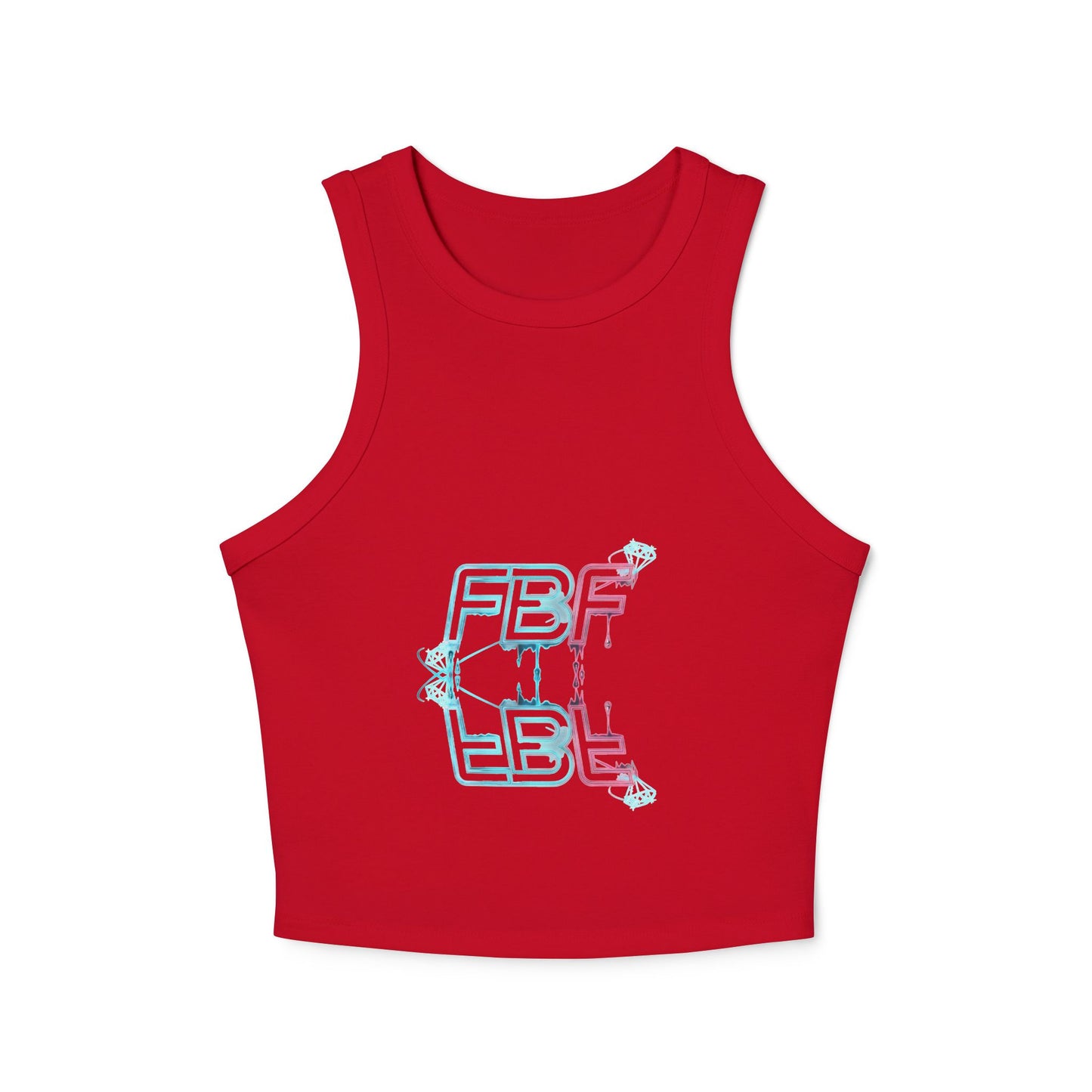 Racer Tank Top — Pastel Drip 'FBF' Bubble Graphic