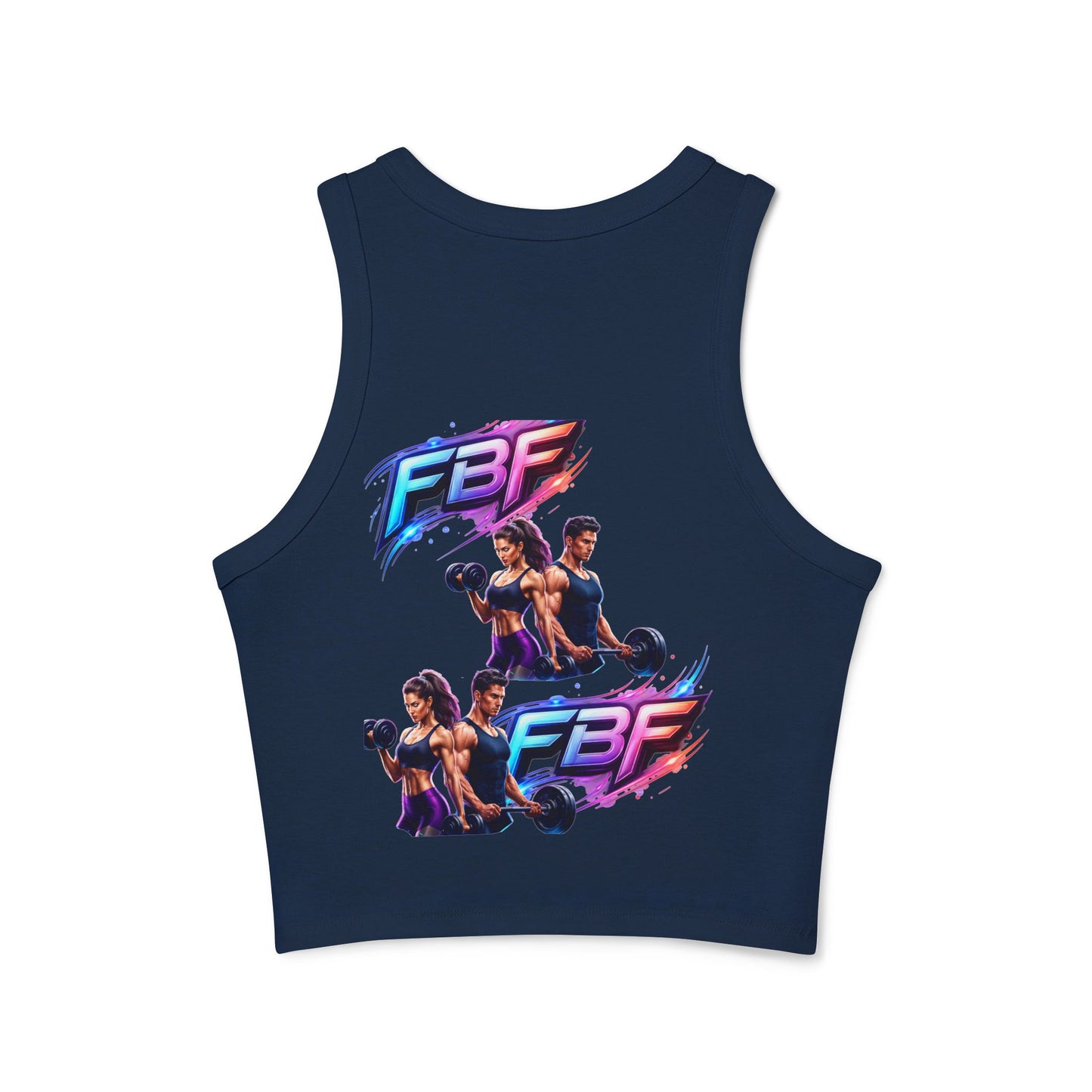 Fitness Racer Tank Top — 'FBF' Weightlifting Graphic Women's Micro Rib Tank