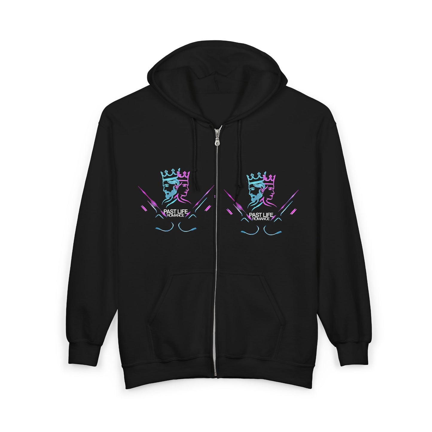 Retro Cyberpunk Zip Hoodie – Neon King Crest & PBF Logo