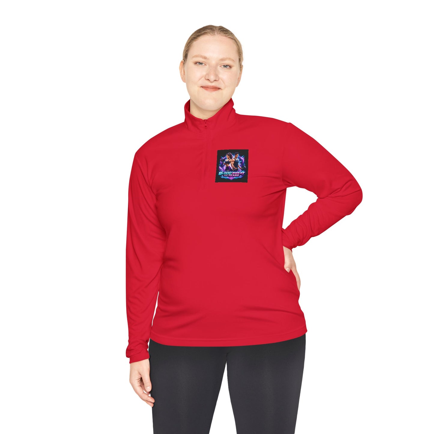Quarter-Zip Pullover — Retro Neon Graphic with "Forever Fashion" Logo