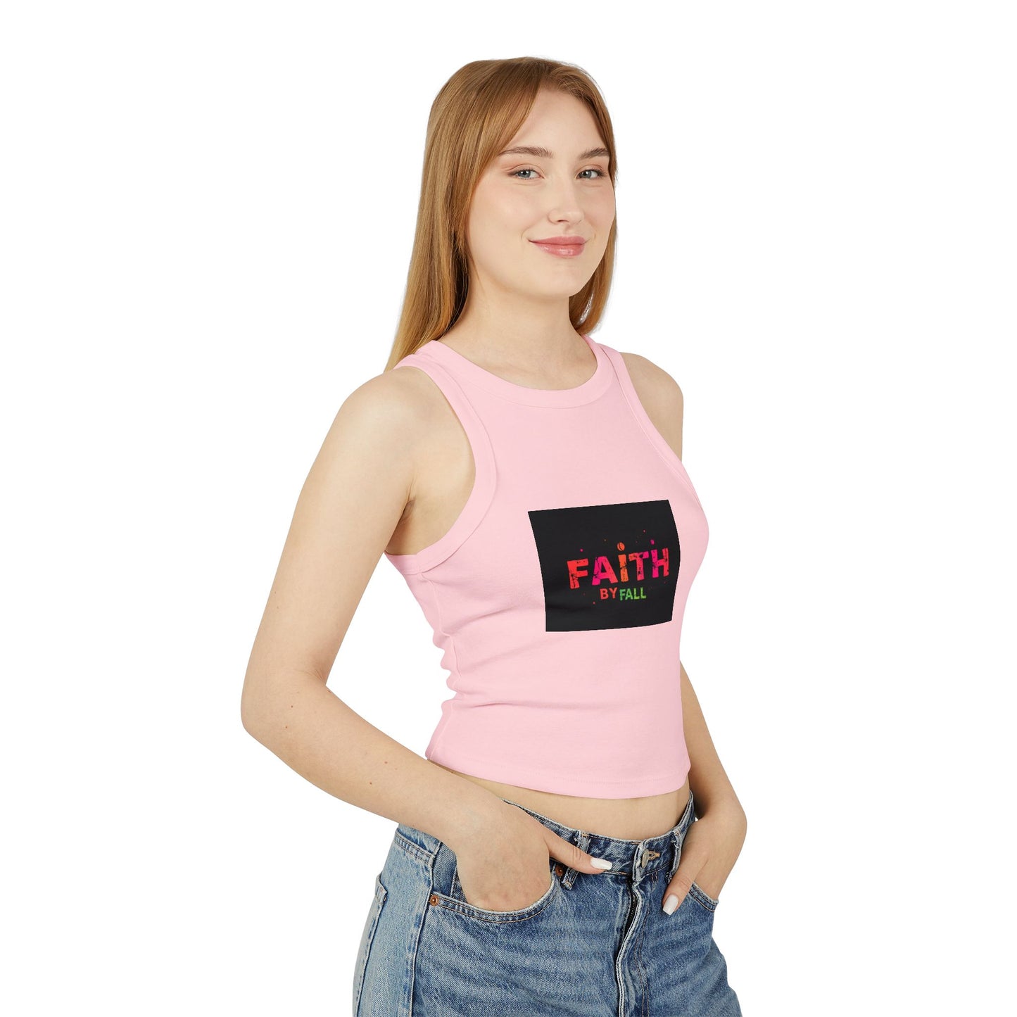 Faith by Fall Women's Micro Rib Racer Tank Top, Inspirational Summer Top, Motivational Crop Tank, Faith Apparel, Gift for Her, Casual Wear