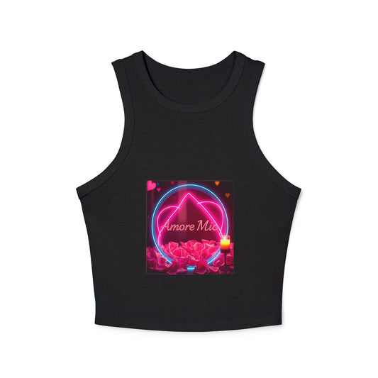Romantic Graphic Racerback Tank, Cute Summer Top, Feminine Casual Wear, Heart Design, Gift for Her