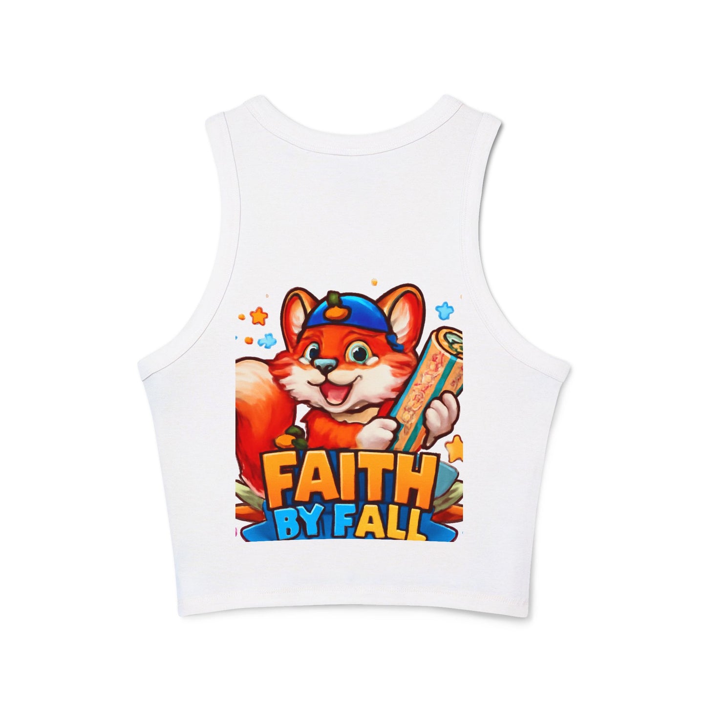 Fox Fabric Designer Tank — “Faith By Fall” Cute Cartoon Fox Racerback Tank Top