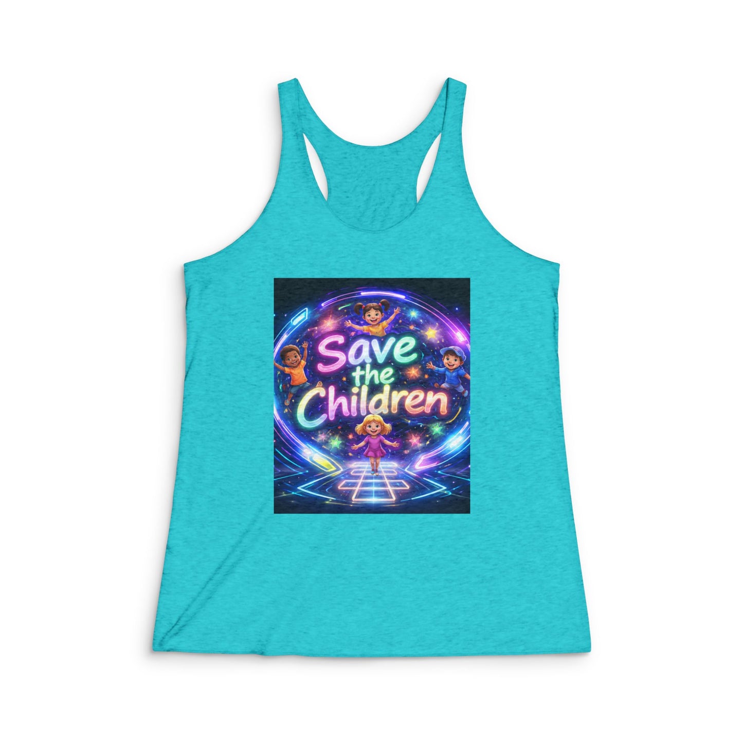 Save the Children Neon Graphic Tank — Kids Charity Awareness Racerback