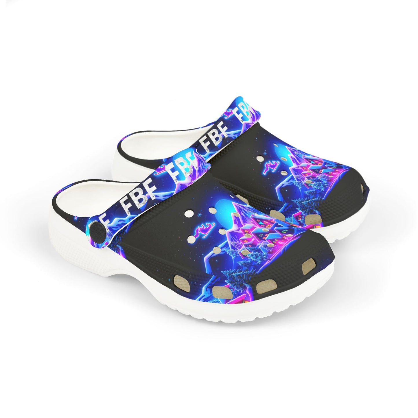 Kids Neon Galaxy Clogs — Colorful Electric Space Print EVA Foam Shoes