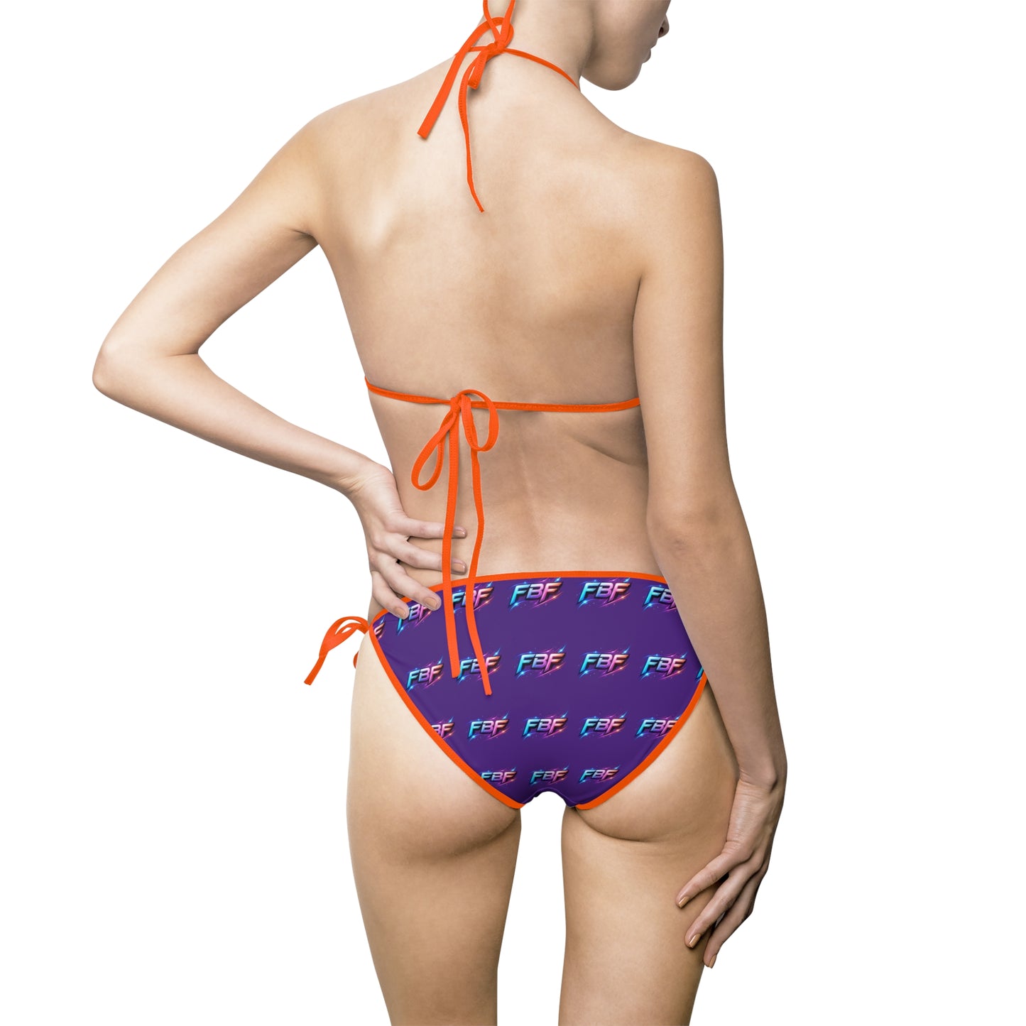 Retro Neon Sunset Bikini — Purple Vaporwave Palm Print Swimsuit