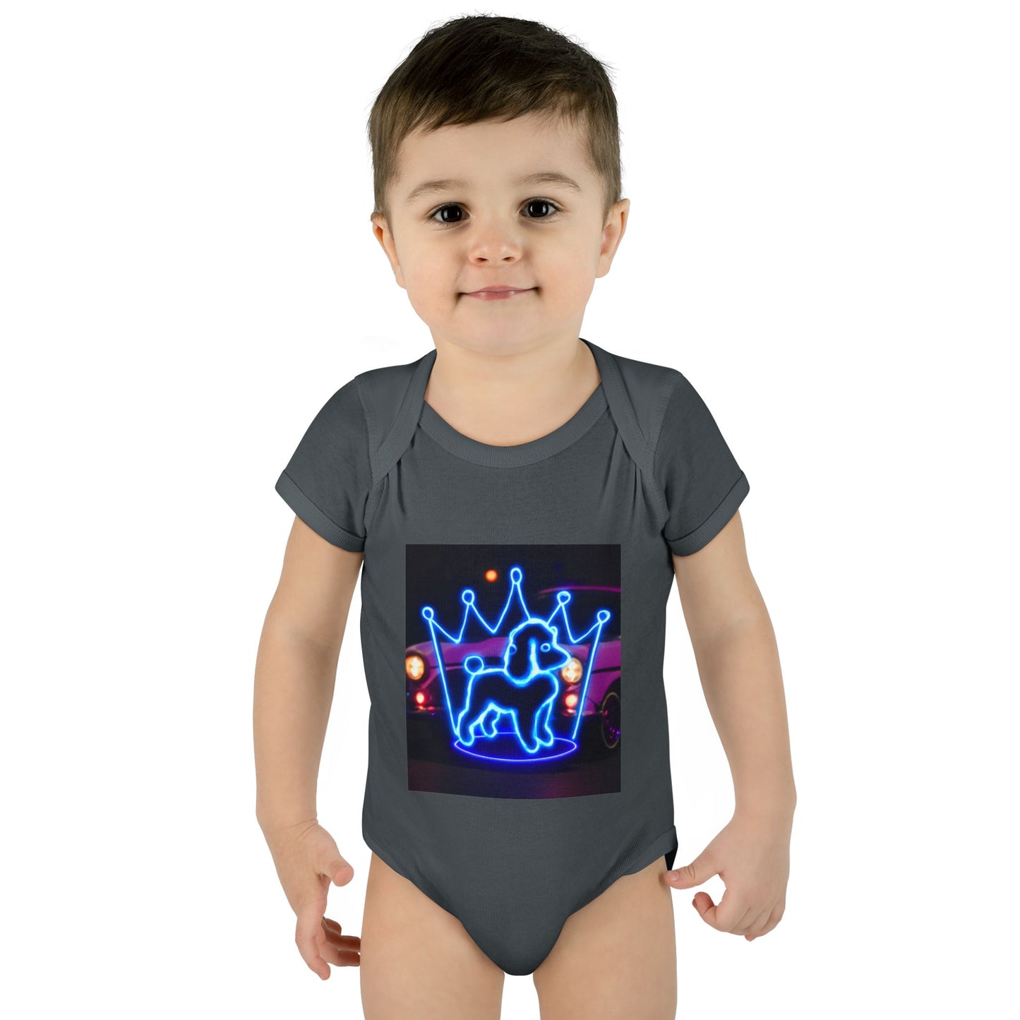 Neon Dog Crown Baby Bodysuit, Cute Infant Outfit, Baby Shower Gift, Newborn Clothes, Pet Lover Apparel, Birthday Gift for Baby