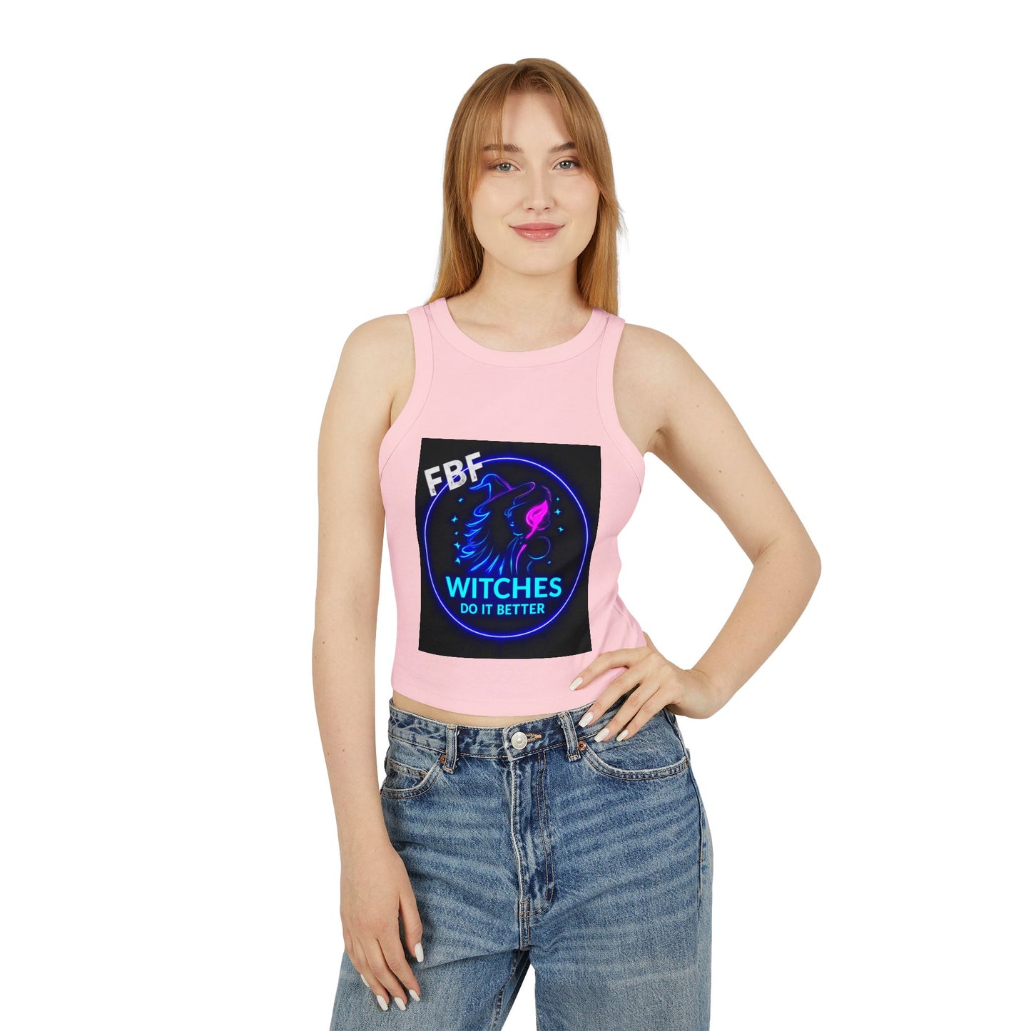 Witchy Racer Tank, Women's Crop Top, Festival Apparel, Halloween Wear, Magical Gifts, Casual Summer Style