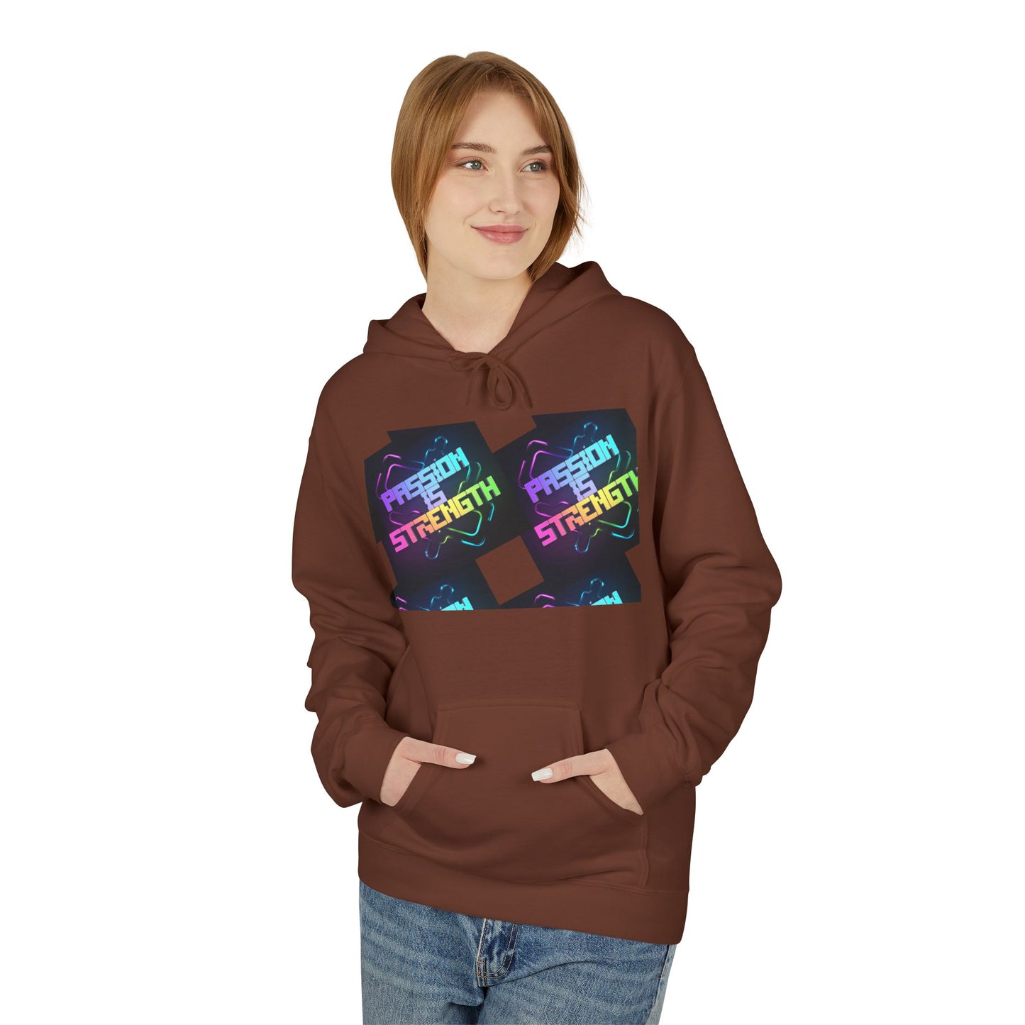 Passion is Strength Graphic Hoodie — Retro Rainbow Tombstone Design