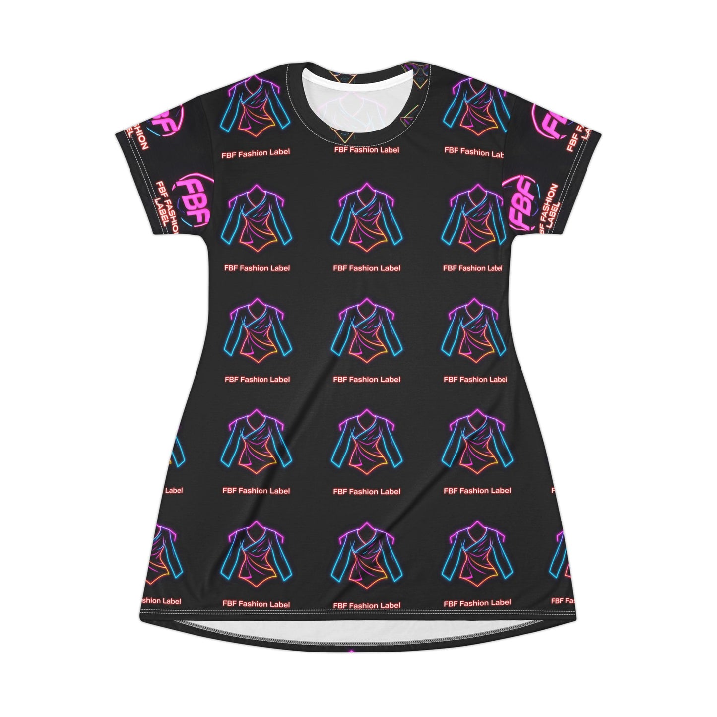 Neon Graphic T-Shirt Dress, Edgy Casual Wear, Summer Day Dress, Unique Fashion Statement, Gift for Trendsetters