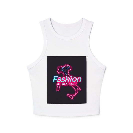 Trendy Women's Racer Tank Top with Neon Design, Summer Casual Top, Fashion Statement Shirt, Gift for Fashion Lovers, Stylish Workout Apparel