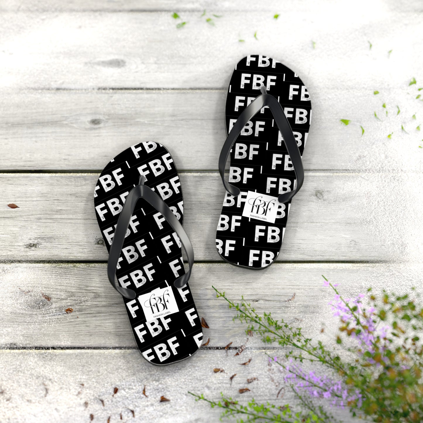 Trendy Flip Flops with FBF Print - Summer Vacation Footwear, Beach Wear, Casual Sandals, Gift for Sun Lovers, Stylish Pool Slides