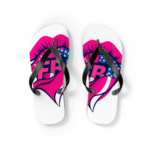 Patriotic Flip Flops with Kiss Design | Fun Summer Footwear, Vacation Sandals, Memorial Day, 4th of July, Beachwear