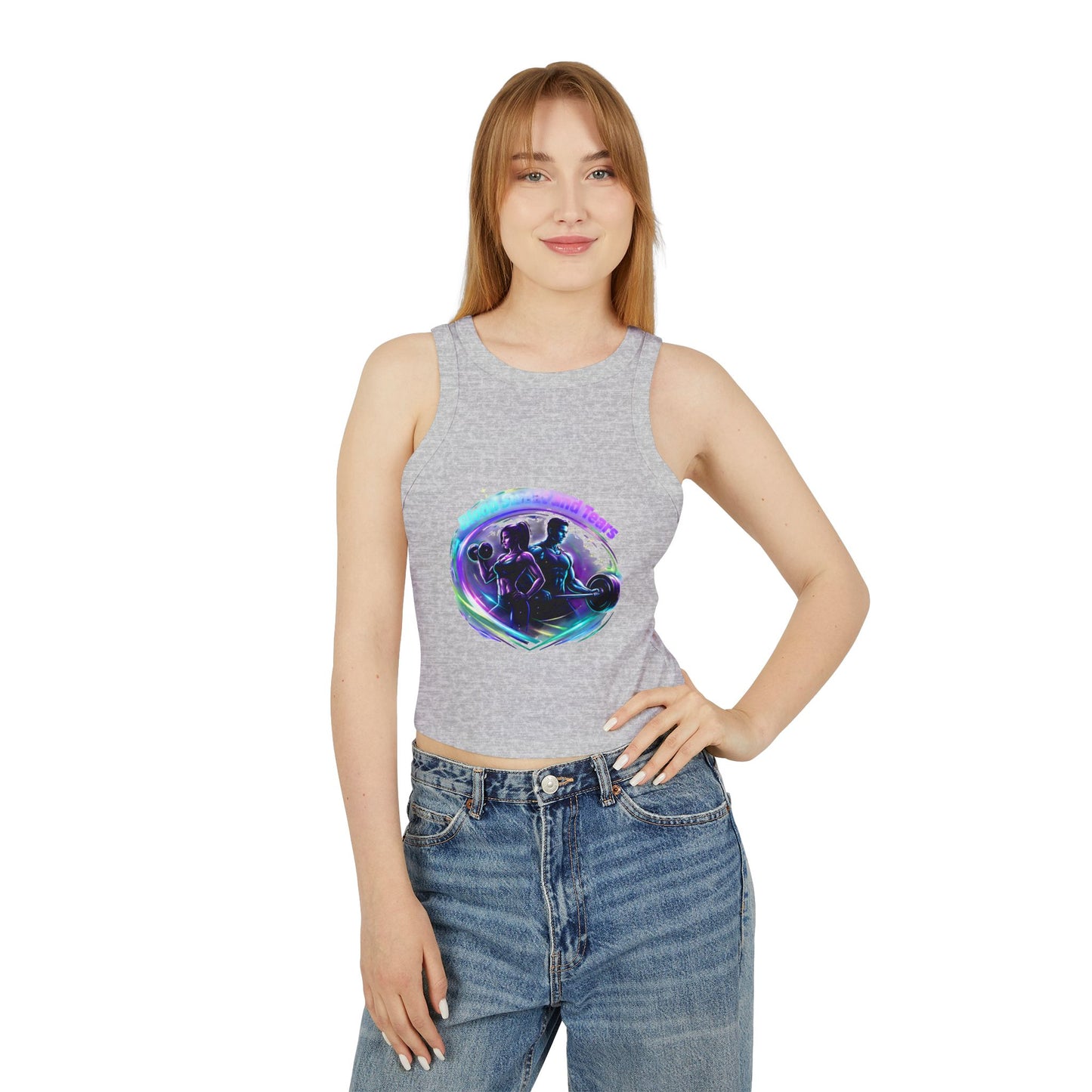 Fitness Racer Tank Top — 'FBF' Weightlifting Graphic Women's Micro Rib Tank