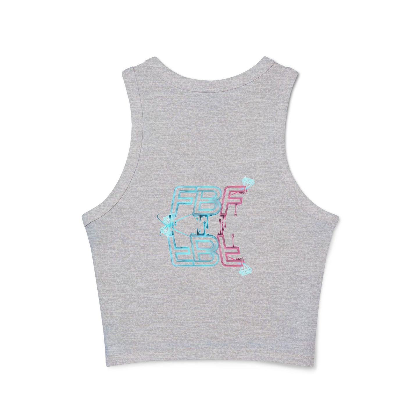 Racer Tank Top — Pastel Drip 'FBF' Bubble Graphic