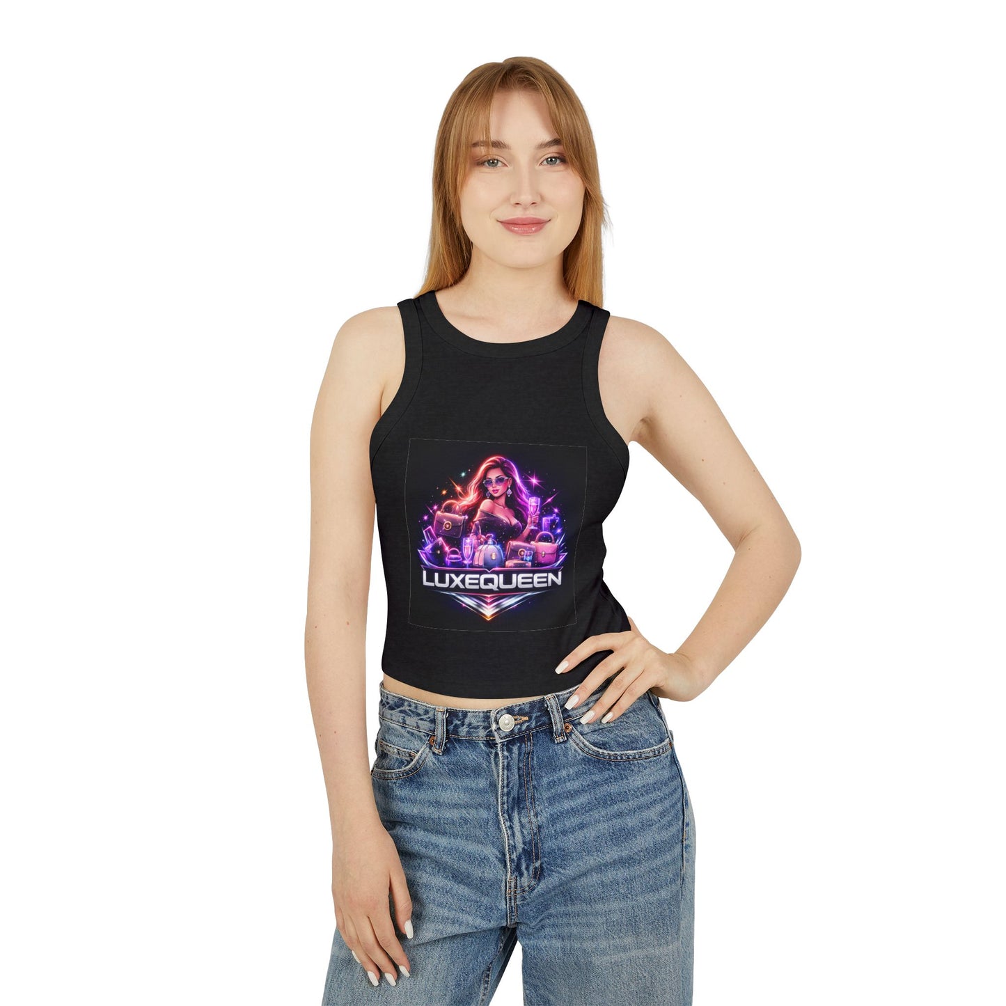 Women's Racer Tank — LuxeQueen "Spoiled Girl" Neon Graphic