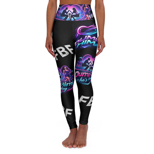 High-Waist Neon "Dump Him" Yoga Leggings — Retro Heart Fitness Leggings
