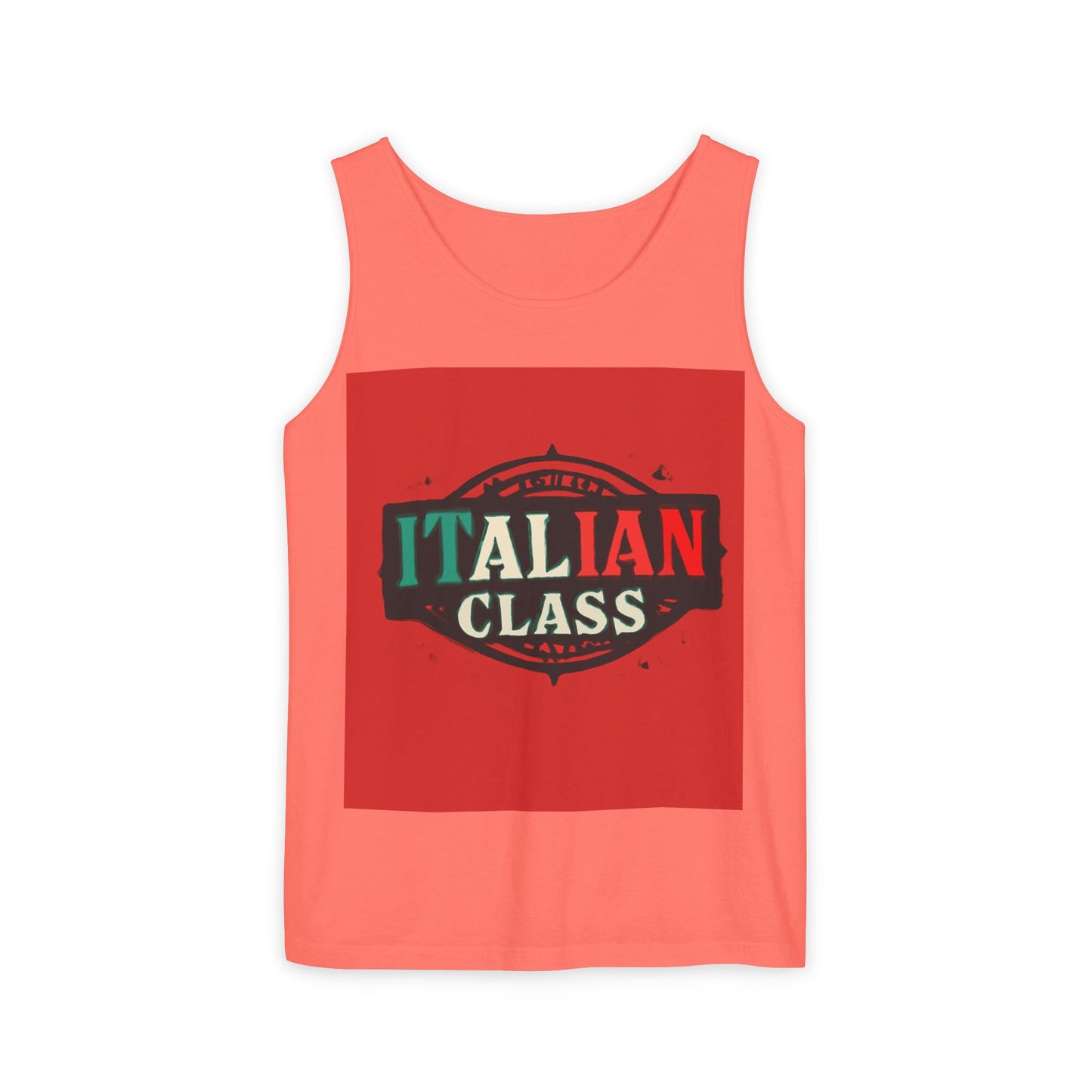 Italian Class Unisex Garment-Dyed Tank Top, Casual Summer Wear, Italian Heritage Gift, Foodie Apparel, Vacation Top