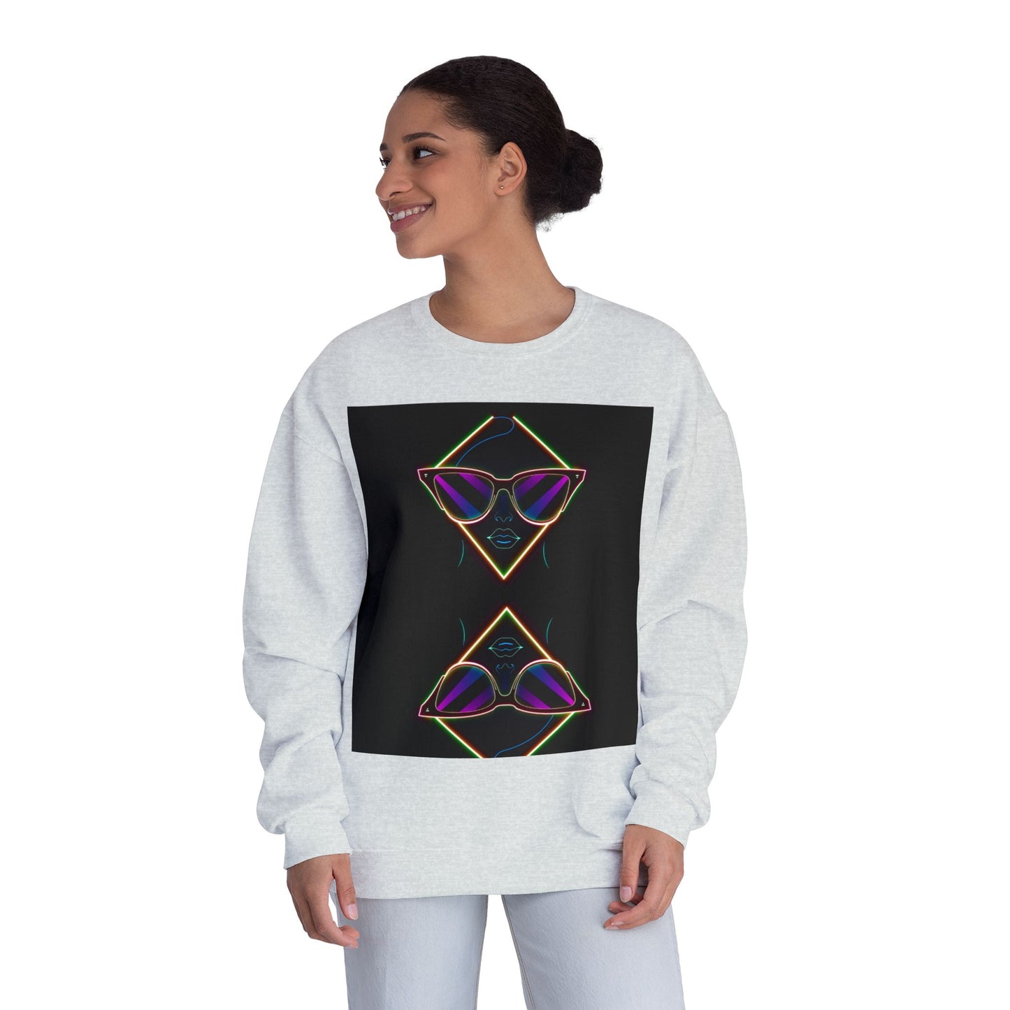 Retro Vibes Crewneck Sweatshirt with Sunglasses Design