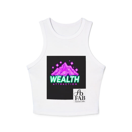 Wealth Attraction Racer Tank Top | Motivational Workout Top, Fitness Clothing, Gift for Her, Summer Essential, Self-Care Apparel