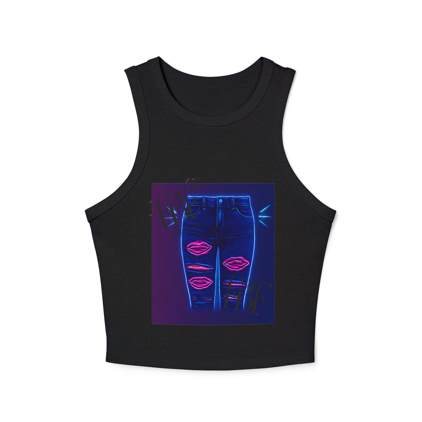 Chic Graphic Racer Tank Top, Casual Wear, Summer Essential, Trendy Apparel, Street Style, Festival Outfit