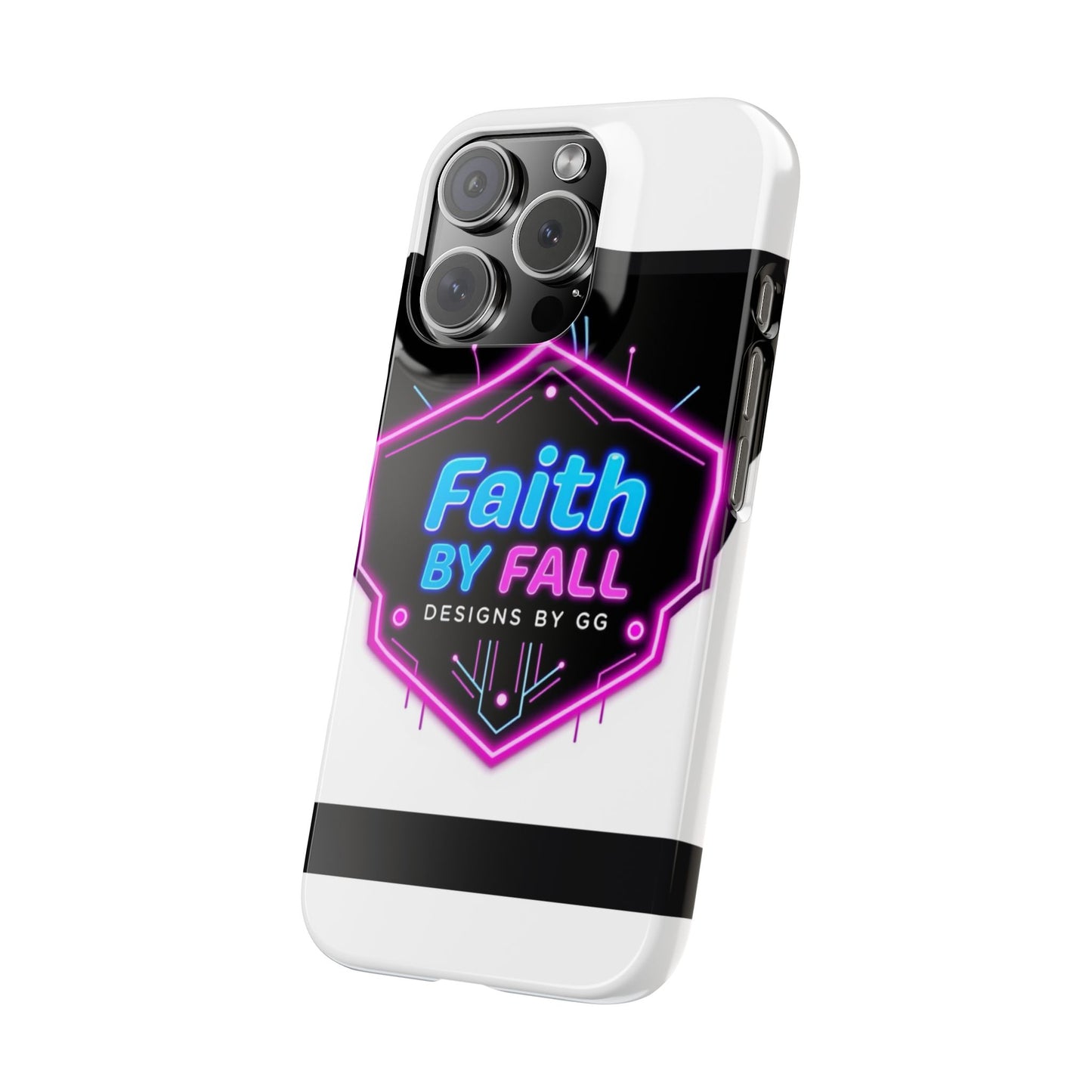 Faith by Fall Slim Phone Case - Neon Design for Tech Enthusiasts