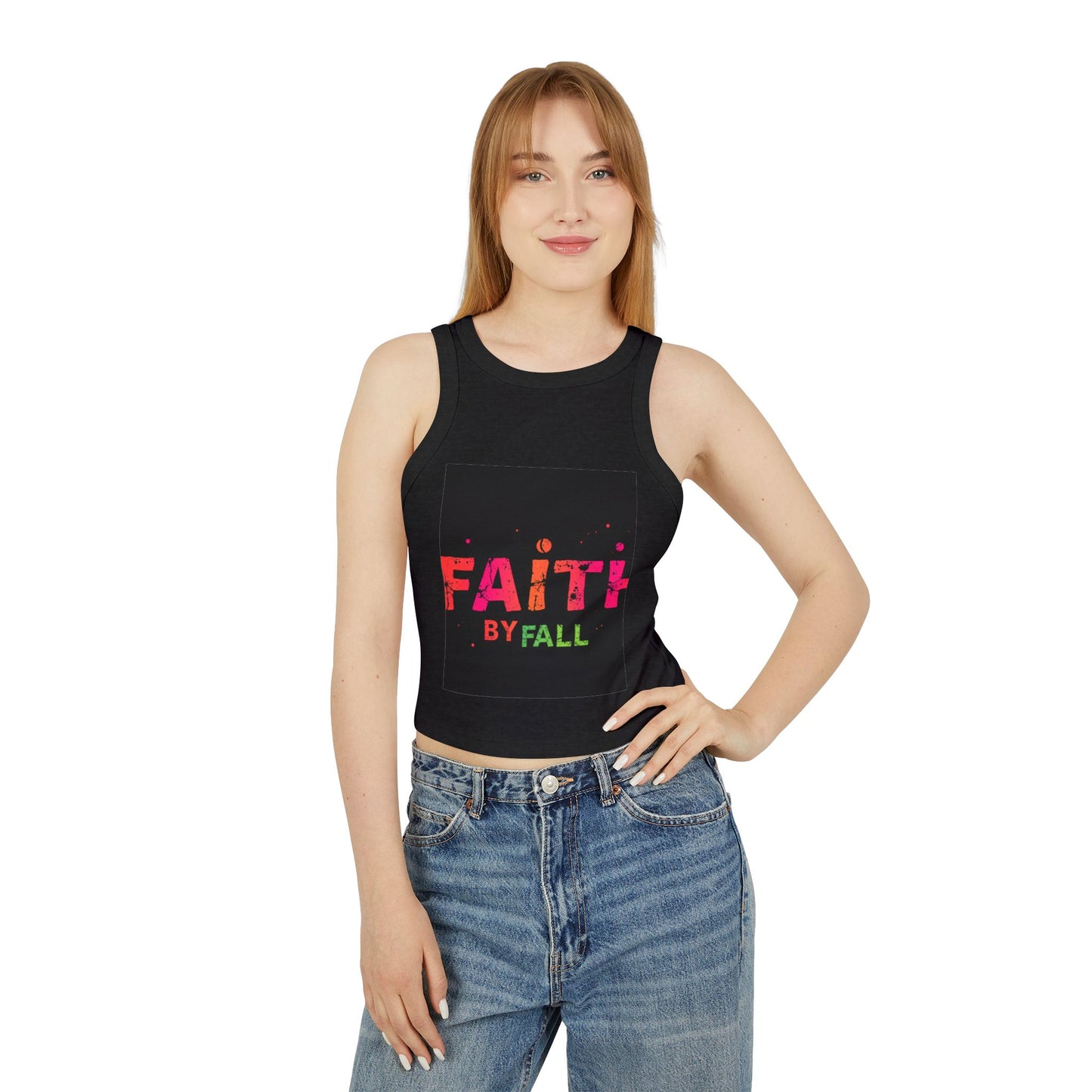 Women's Micro Rib Racer Tank Top - Faith by Fall Design, Casual Summer Wear, Fitness Top, Gift for Her, Trendy Fashion