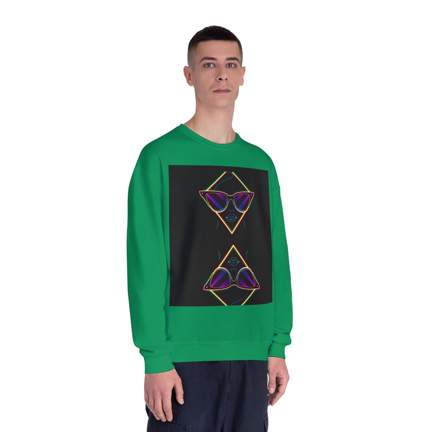 Retro Vibes Crewneck Sweatshirt with Sunglasses Design