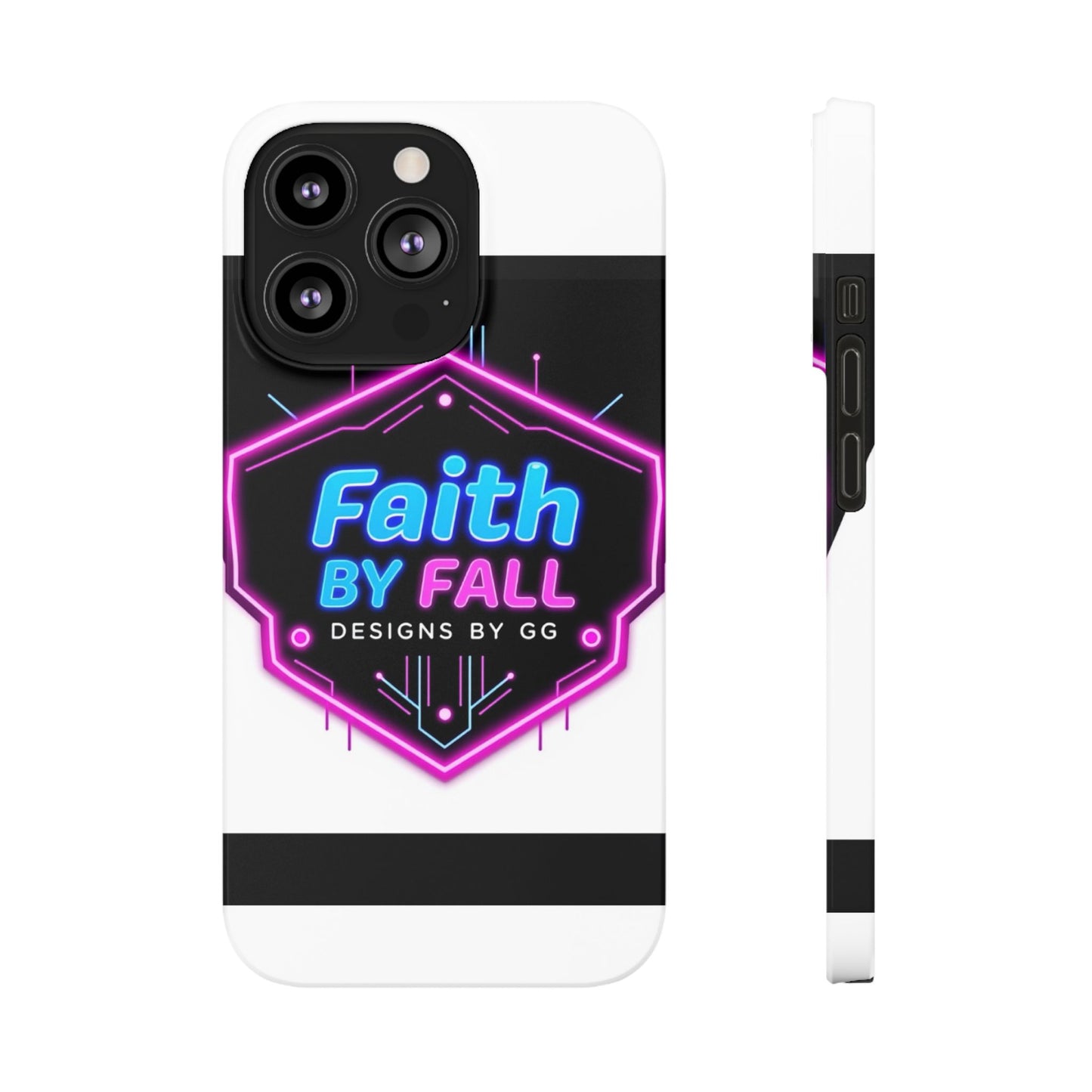Faith by Fall Slim Phone Case - Neon Design for Tech Enthusiasts
