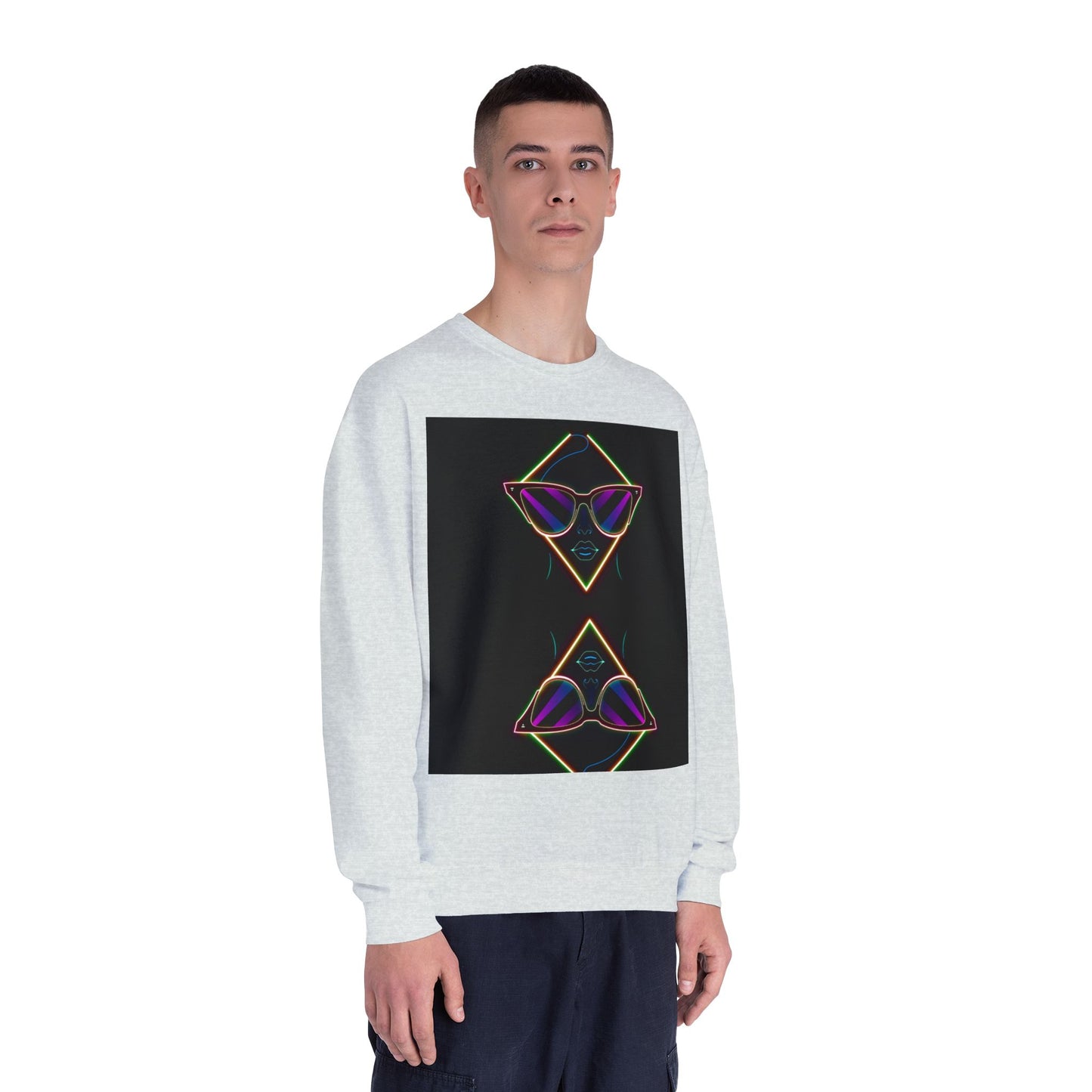 Retro Vibes Crewneck Sweatshirt with Sunglasses Design