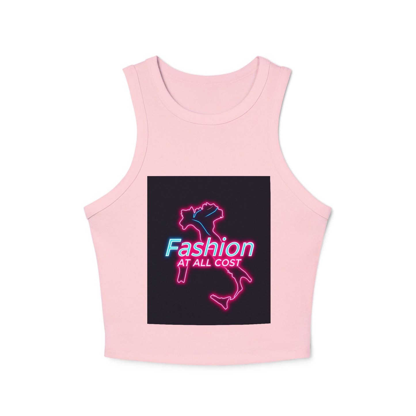 Trendy Women's Racer Tank Top with Neon Design, Summer Casual Top, Fashion Statement Shirt, Gift for Fashion Lovers, Stylish Workout Apparel