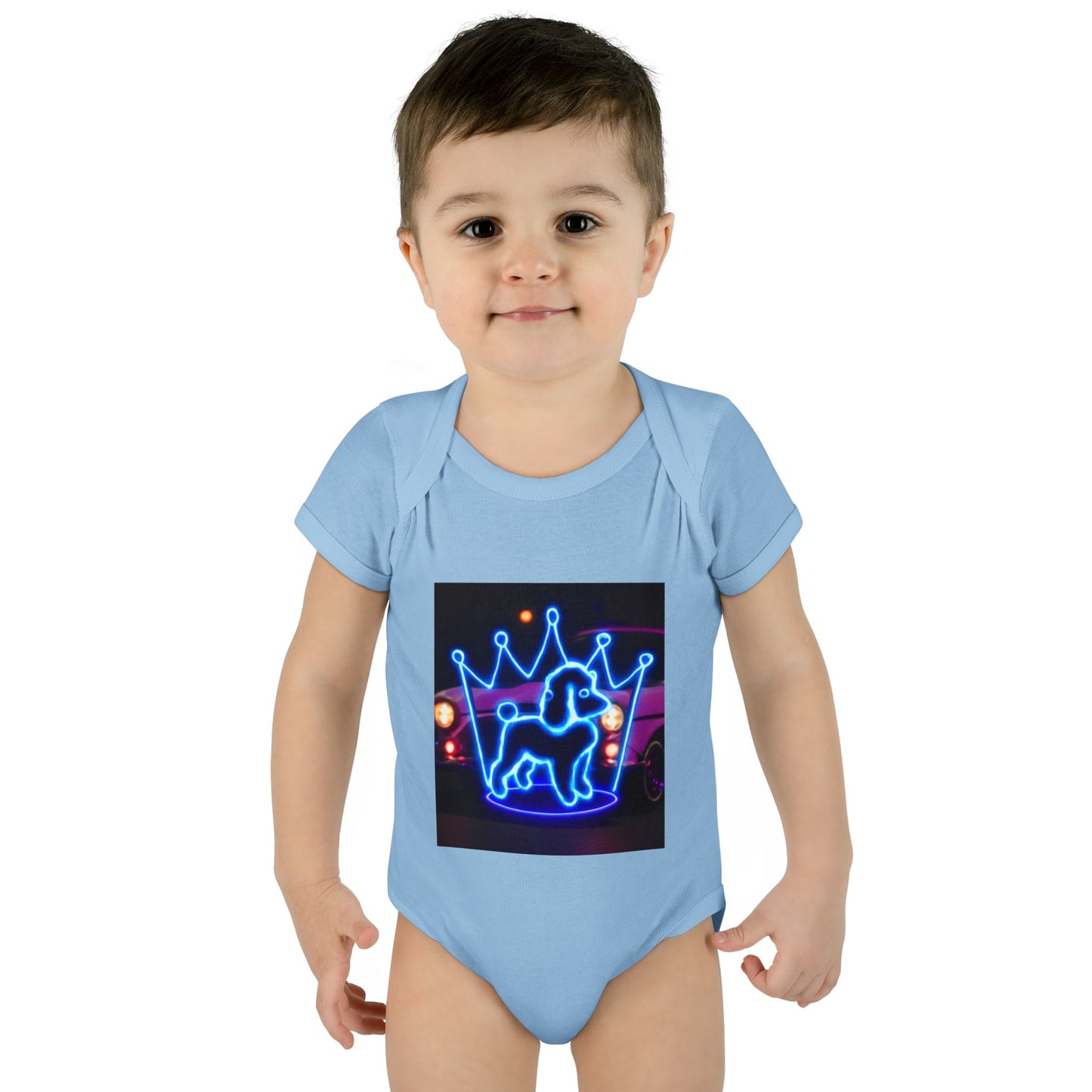 Neon Dog Crown Baby Bodysuit, Cute Infant Outfit, Baby Shower Gift, Newborn Clothes, Pet Lover Apparel, Birthday Gift for Baby