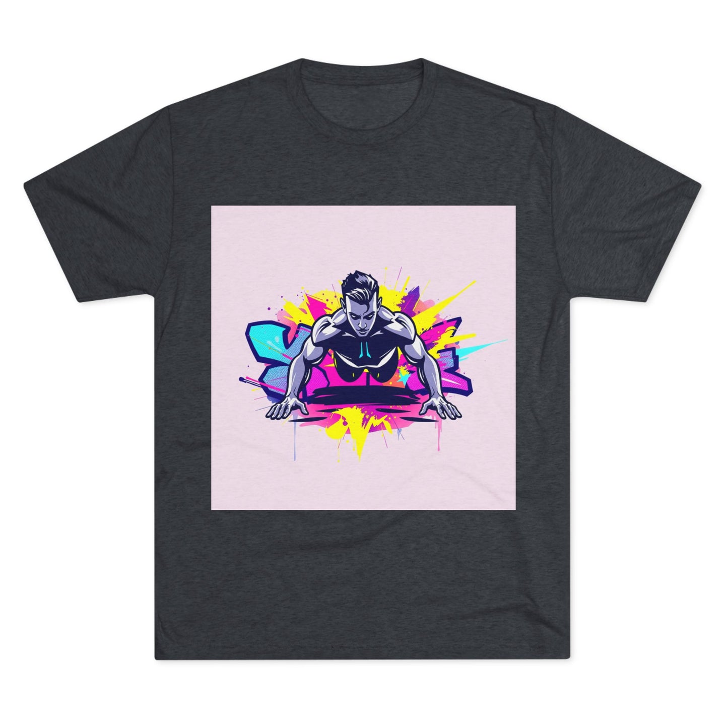 Fitness Motivation Tri-Blend Crew Tee - Vibrant Push-Up Design