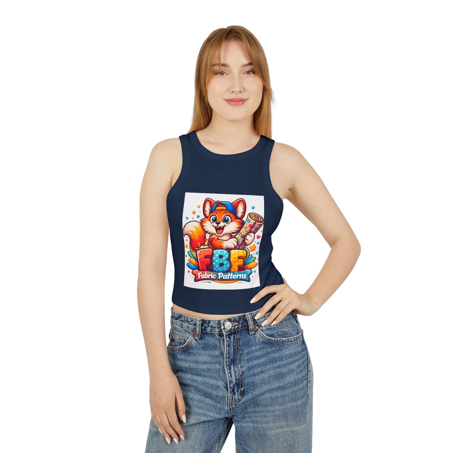 Fox Fabric Designer Tank — “Faith By Fall” Cute Cartoon Fox Racerback Tank Top