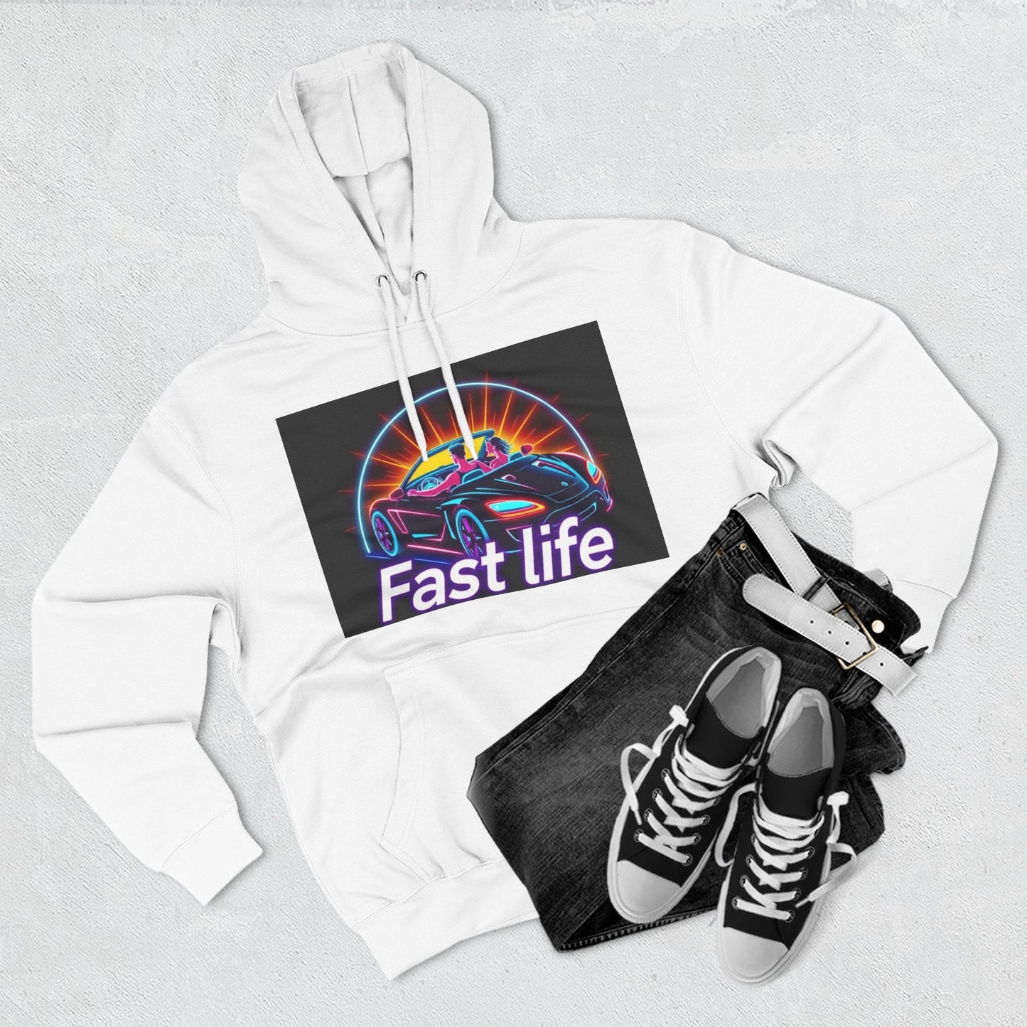 Fast Life Fleece Hoodie for Car Enthusiasts