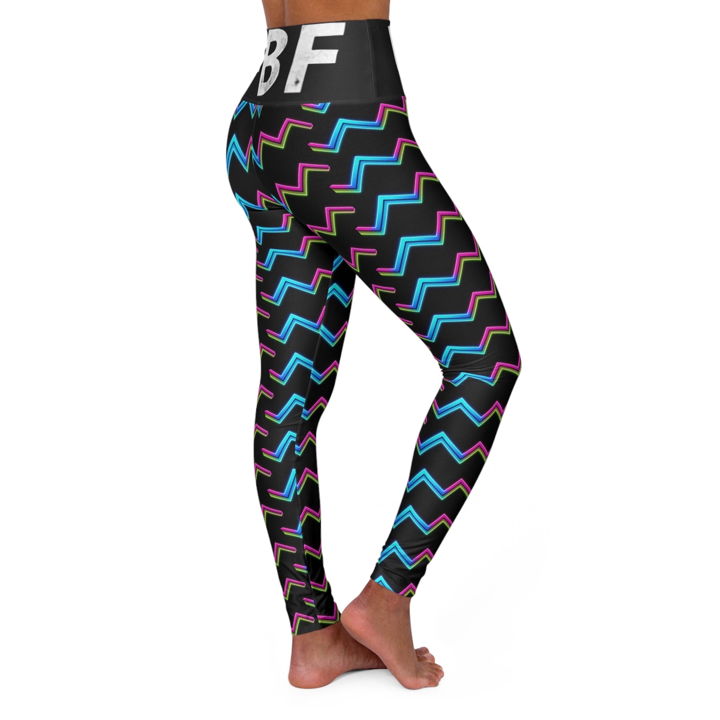 Vibrant High Waisted Yoga Leggings with FBF Design