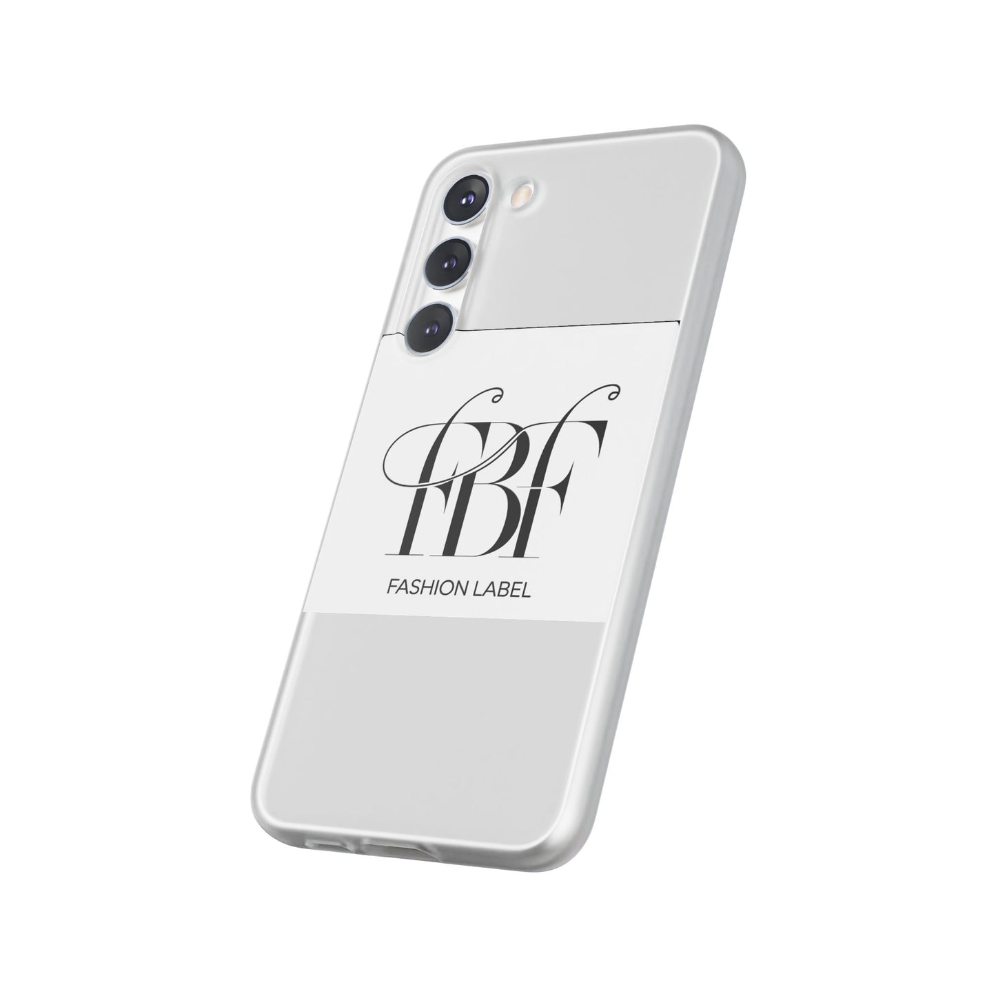 Chic Flexi Phone Case with Fashion Label Design
