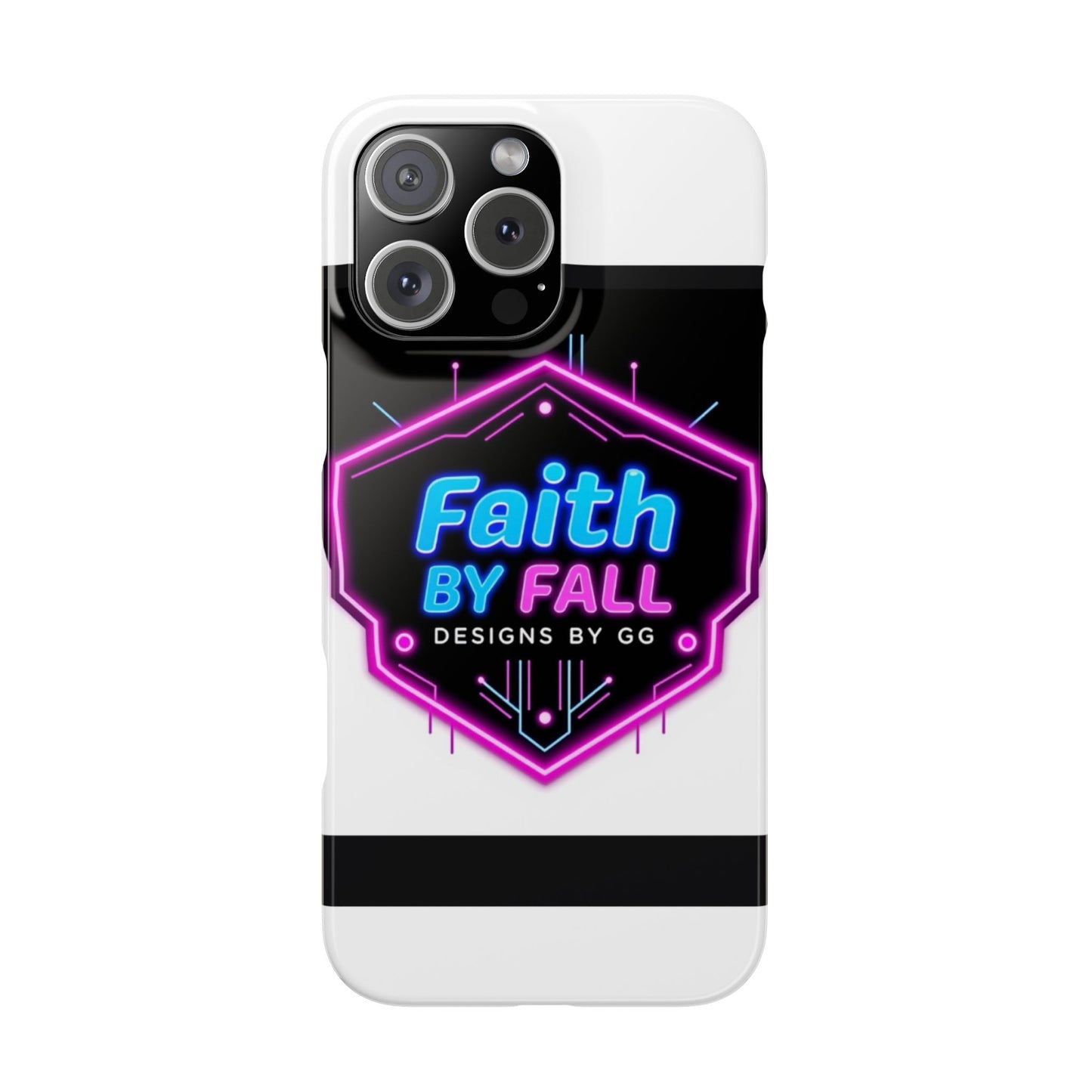 Faith by Fall Slim Phone Case - Neon Design for Tech Enthusiasts