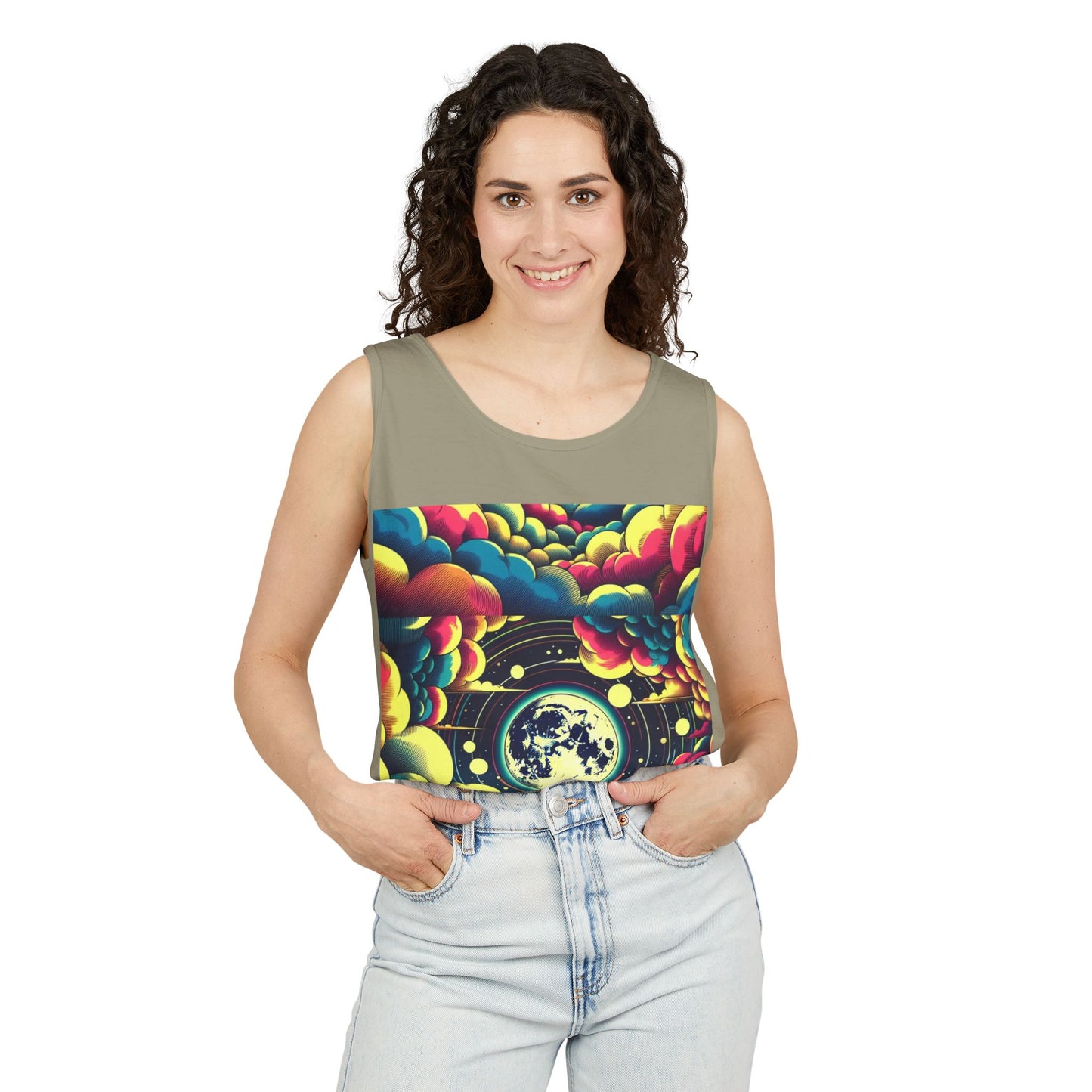 Vibrant Art Tank Top, Colorful Summer Tee, Graphic Beachwear, Boho Casual Top, Unique Gift for Art Lovers, Festival Attire