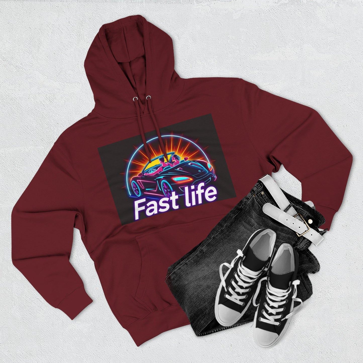 Fast Life Fleece Hoodie for Car Enthusiasts