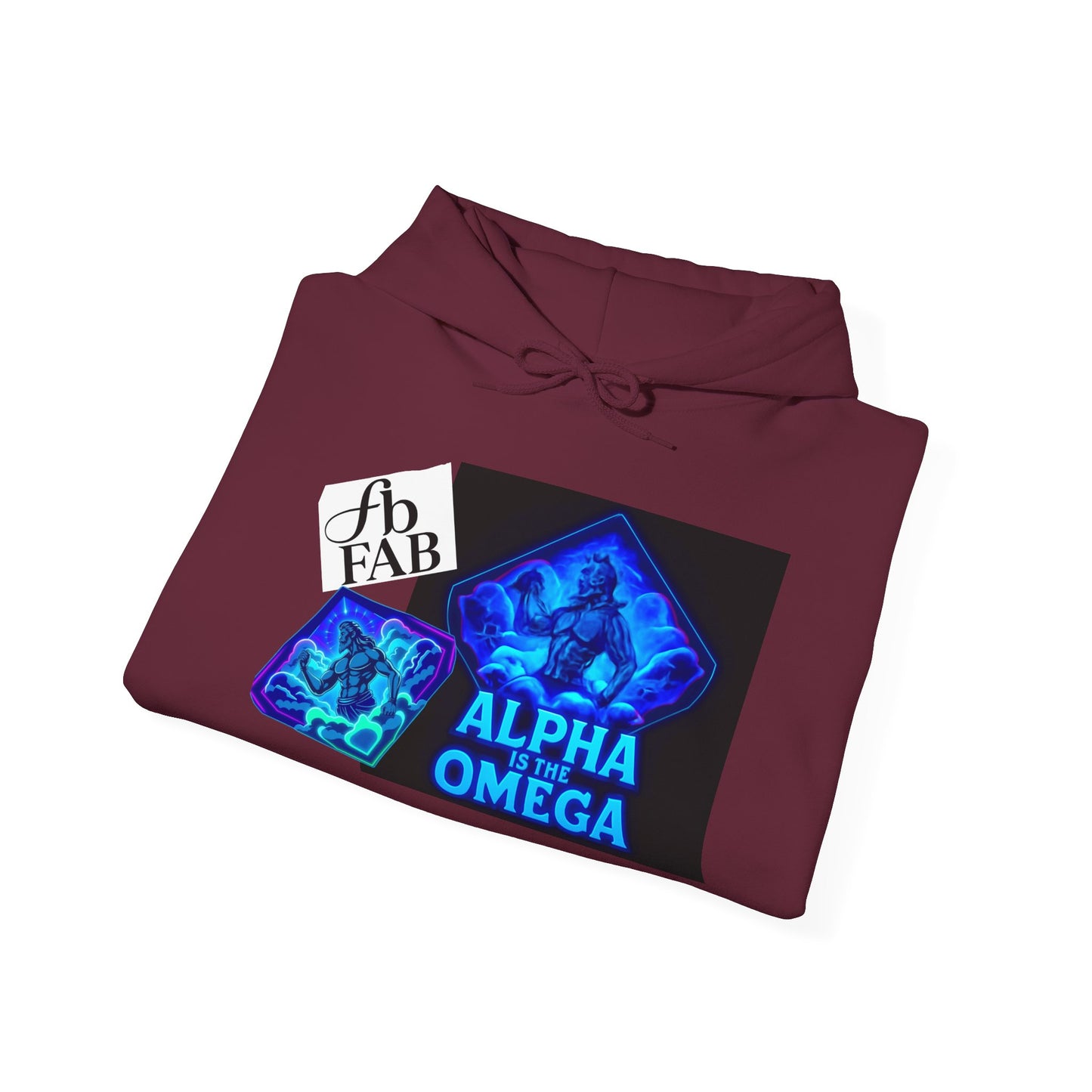 Alpha is the Omega Graphic Hoodie — Blue Retro Logo Pullover