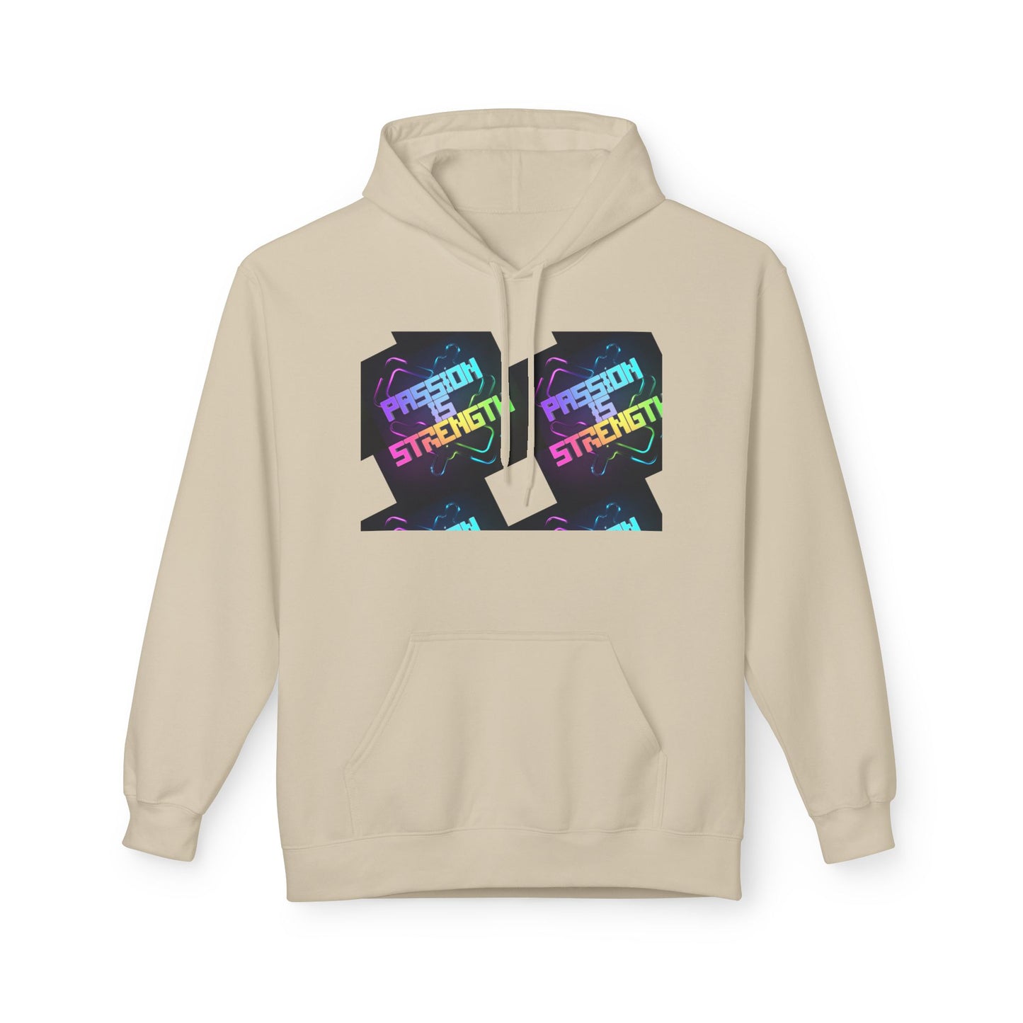 Passion is Strength Graphic Hoodie — Retro Rainbow Tombstone Design