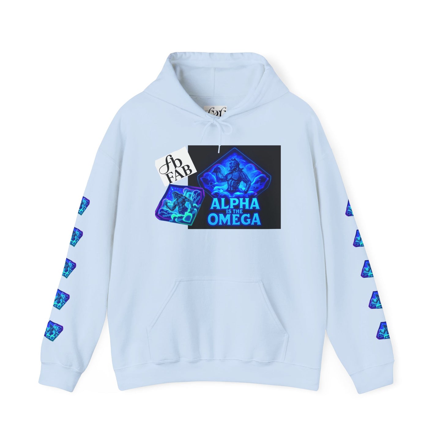 Alpha is the Omega Graphic Hoodie — Blue Retro Logo Pullover