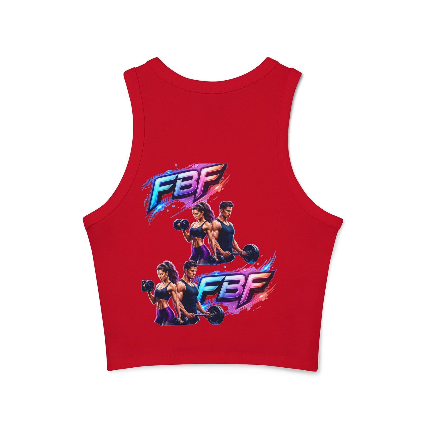 Fitness Racer Tank Top — 'FBF' Weightlifting Graphic Women's Micro Rib Tank