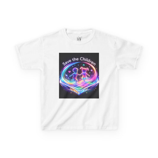 Kids Tee — 'Save the Children' Neon Rainbow Charity Design