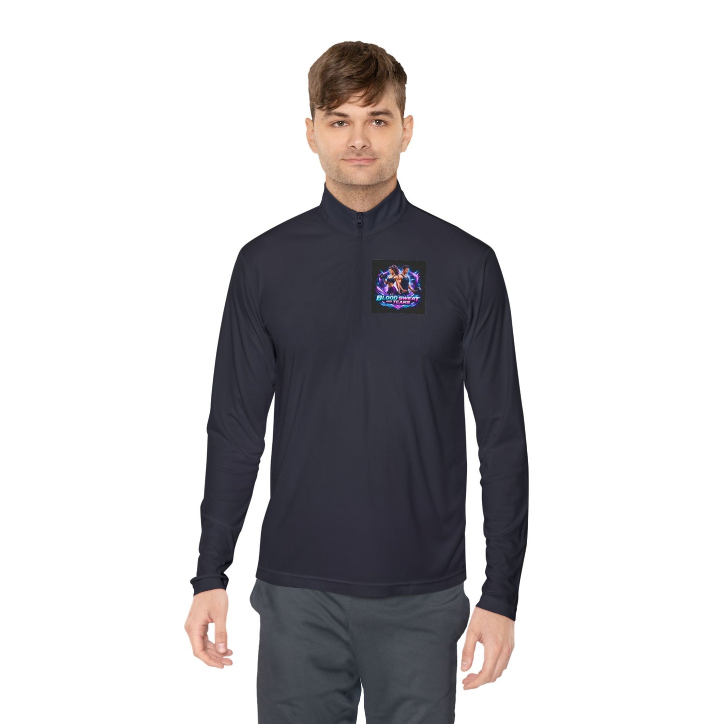 Quarter-Zip Pullover — Retro Neon Graphic with "Forever Fashion" Logo